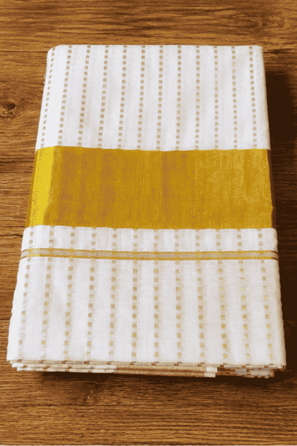 Kerala Kasavu Saree with Dotted Stripes