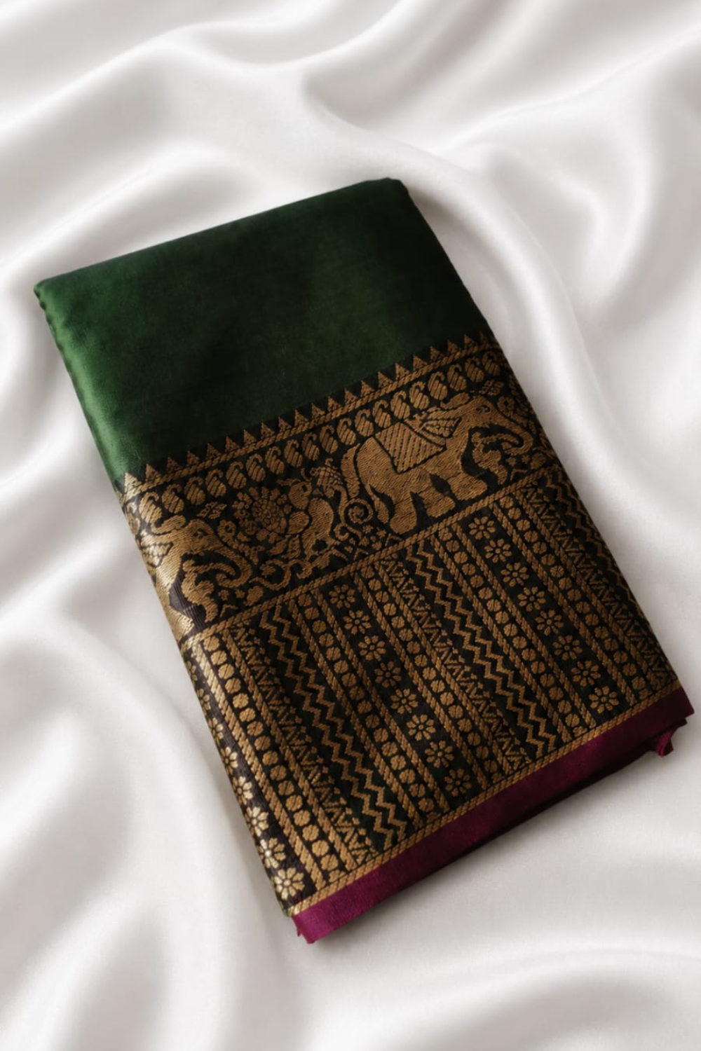 Narayanpet Silk Dark Olive Green